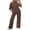 Brown, variant on Lounge Sets for Women Off Shoulder Short Sleeve Tops and Long Pants 2 Piece Set Summer Soft Matching Outfit