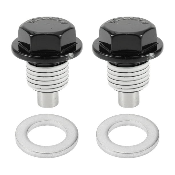 Repuestos Únicos Tapón de Drenaje de Aceite Universal Antifugas Tornillo de Drenaje de Aceite de Aluminio 2 Conjunto con Junta Negro Blanco Magnético M12x1.25