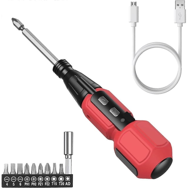 Precision screwdriver set, USB rechargeable cordless screwdriver with LED light, 9 screwdriver bits, automatic and manual modes, portable repair tools