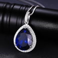 thumbnail image 4 of 2Ct Pear Cut Simulated Blue Sapphire Halo Women's Pendant 14K White Gold Plated Silver, 4 of 4