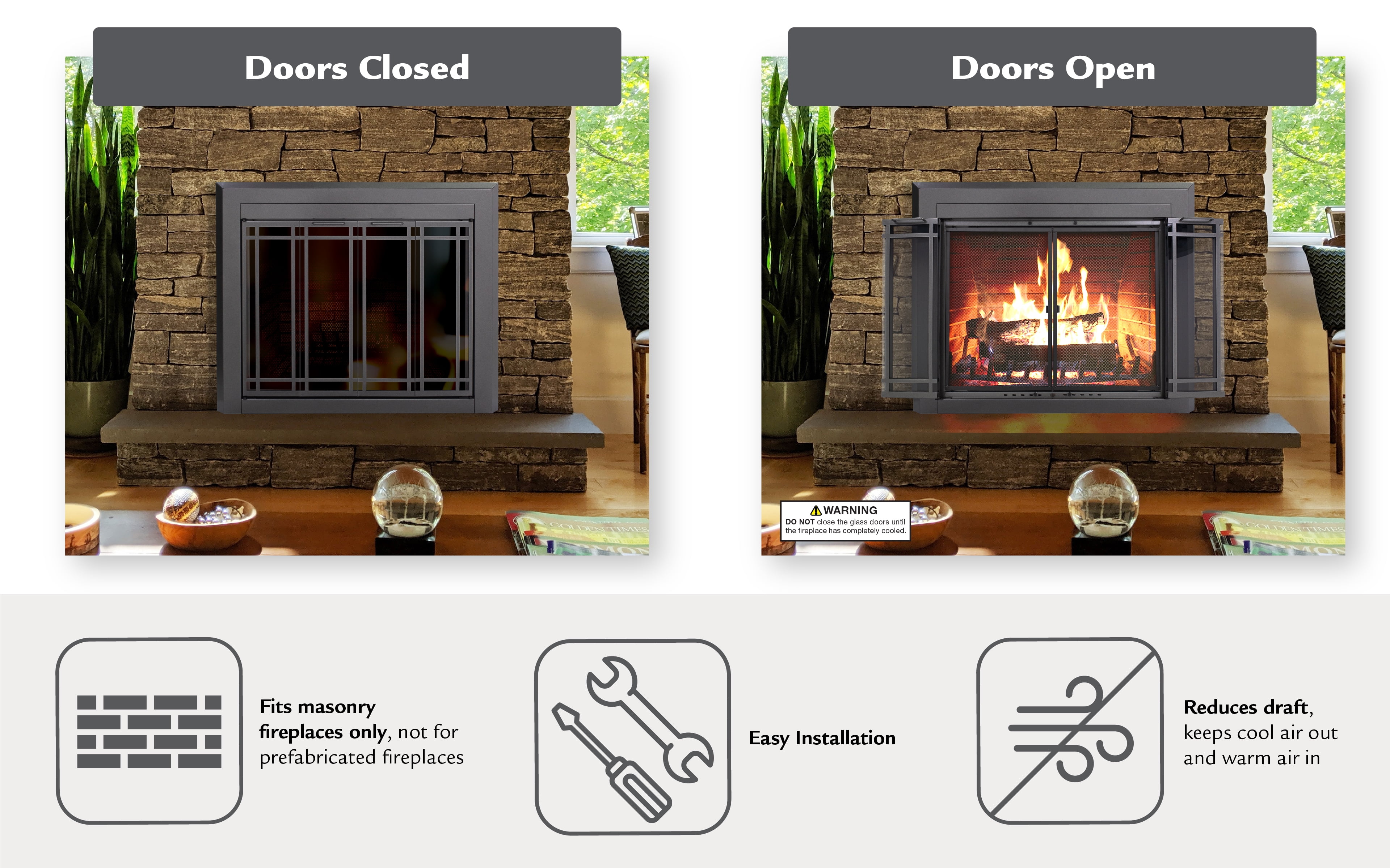 Pleasant Hearth Ellis Collection Fireplace Glass Door