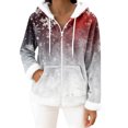 thumbnail image 2 of Women's Casual Fashion Long-Sleeved Zip-Up Fleece Hooded Cardigan with Christmas Snowflake Print for Women's Casual Fashion and Apparel,Gray,XL, 2 of 4