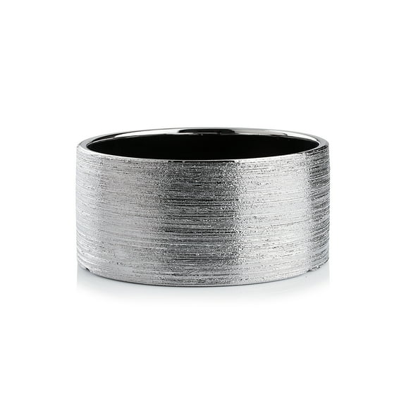 WGV Textured Silver Cylinder Ceramic - 8" Wide x 4" Height, Good quality, Heavy Weighted Base - 1 Pc