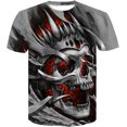 thumbnail image 1 of Xishao Playera Manga Larga Hombre Black Skull Men Skeleton T-Shirt Punk Rock Gun Blue T-Shirts 3D Print T-Shirt Vintage Mens Clothing Summer White Tops D-633 Talla única-M D-633 Talla única-M Xishao ropa, 1 of 2