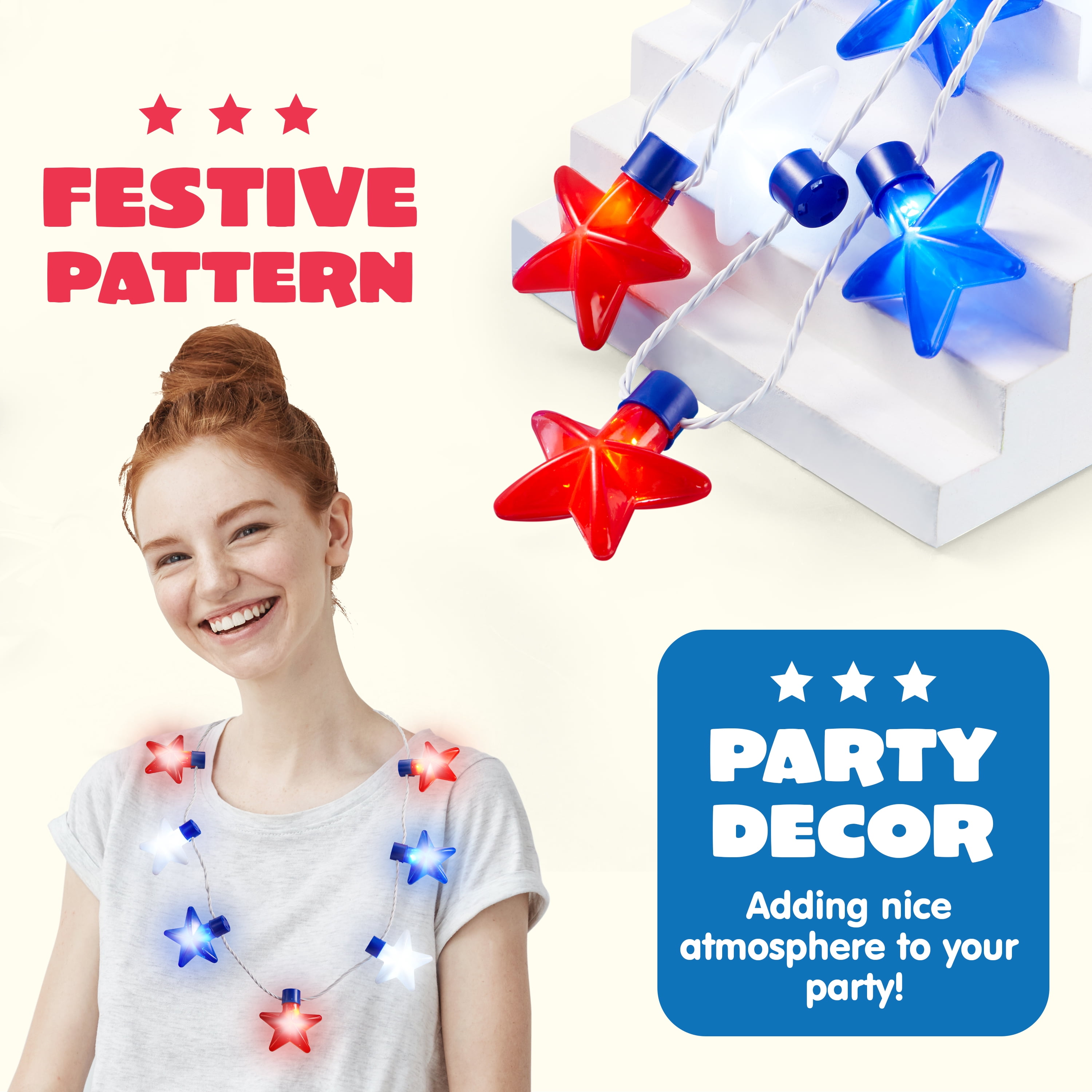 JOYIN 3 Pcs 4th of July Decorations Necklace Accessories,July 4th Party Supplies Light up Necklaces,Party Favors Supplies Decorations for Fourth of July,Patriotic,Memorial Day