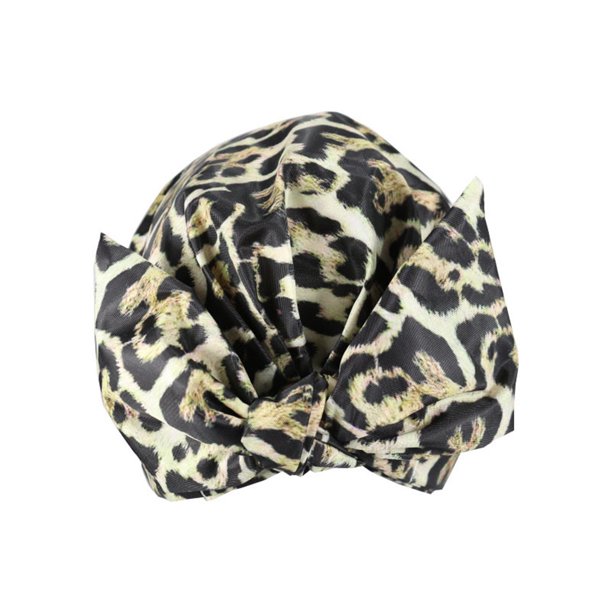 Gorros de baño para ducha, estampado de flores, impermeable, reutilizable, cubierta con dobladillo elástico, gorro de baño, gorro rizado, Juegos de accesorios de baño Estampado de leopardo negro Bearachild HA062078-08B