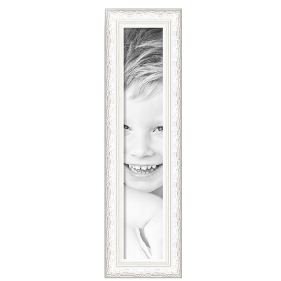 ArtToFrames 6" x 33" Majestic White Picture Frame, 6x33 inch Silver Wood Poster Frame (WOM-5198), Pack