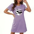 thumbnail image 2 of Oksale Halloween Nightgowns for Women 2025 Funny Graphic Nightgown Short Sleeve Sleep Shirt Casual Round Neck Short Sleep Dress Lightweight Soft Loungewear for Home Purple XL, 2 of 4