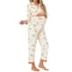 thumbnail image 4 of Conjunto de pijama de maternidad para mujeres, algodón, floral, leopardo, de manga larga, pantalones con cintura elástica, ropa de descanso para la lactancia, 2XL, amarillo, 4 of 6