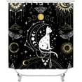 thumbnail image 2 of 4PCS Sun and Moon Shower Curtain Sets with Rugs, Waterproof Fabric Orange Shower Curtain Celestial Zodiac Constellation Astrology Sunflower Floral Botanical Retro Boho Bohemian Bathroom Decor, 2 of 7