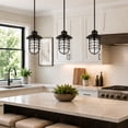 thumbnail image 4 of Bronze Stevenson 1-Light Indoor Dimmable Pendant with Clear Seedy Glass and Metal Wire Shade, 4 of 9