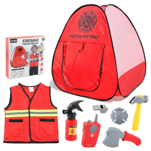 Vokewalm Fireman Toy Set Kids Firefighter Costume with Tent Fire