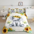 thumbnail image 2 of Manfei Kawaii Animal Elephant 3 Pieces Queen Comforter Set for Kids Children,Chic Floral Sunflowers Ultra Soft Bedding Sets,Cartoon Wildlife Bedding Comforter Set Breathable,Luxury Bedroom Decor, 2 of 8