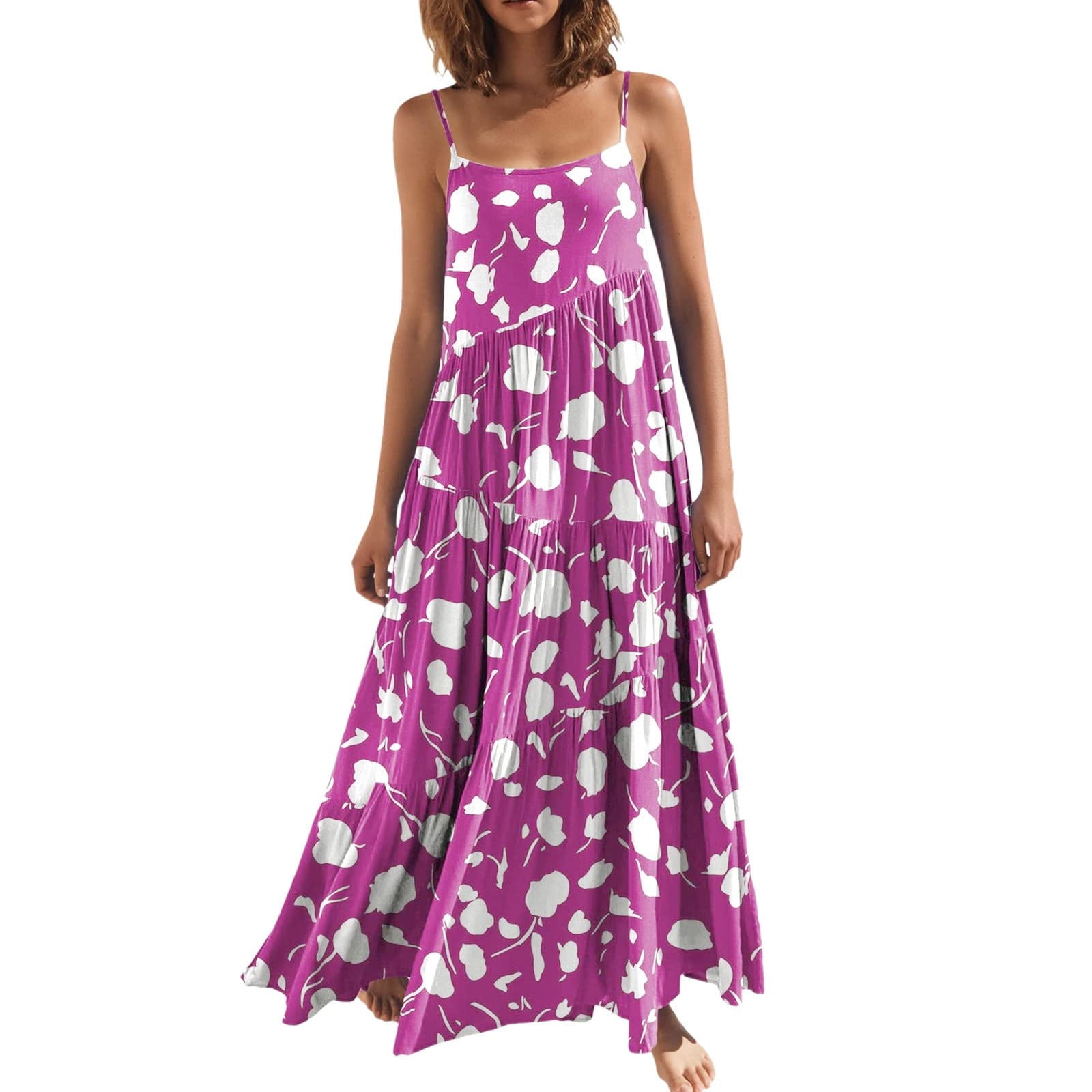 YWDJ Womens Dresses Midi Length Dressy Summer Casual Loose Dress Strap