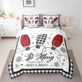 thumbnail image 2 of Homewish Merry Christmas Child Bedding Comforter Set 7pcs, Kawaii Xmas Snowflake Queen Bedding Sets, Square Checkered Plaid Queen Sheet Sets, Luxury Bedroom Decor, 2 of 7