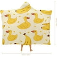 thumbnail image 2 of Yellow Duck And Bananas Wearable Hooded Blanket Fleece Throw Blanket Cloak Wrap for Adults Winter, 2 of 6
