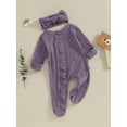 thumbnail image 3 of Bagilaanoe Newborn Baby Girl Fall Jumpsuit Long Sleeve Bodysuit + Headband 3M 6M 12M Infant Ruffle One Piece Romper, 3 of 9