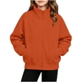 thumbnail image 3 of Zip up Sweatshirt Jackets for Girl - Fall Fleece Stand Neck Jacket with Pockets - Long Sleeve No Hood Outerwear, 3 of 7