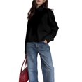 thumbnail image 2 of Suéter de Cuello Alto para Mujer, Jersey de Punto Grueso de Larga, Jersey Básico de Moda para Otoño e Invierno. Negro L, 2 of 8
