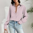 thumbnail image 2 of vdgthytj Women's Button down Shirts Striped Lantern Long Sleeve Blouse Casual Loose Work Office Tops, 2 of 7