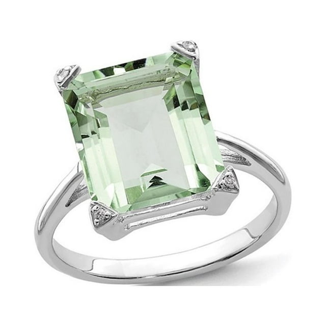 5,45 Carat (CTW) Bague de quartz vert en argent sterling