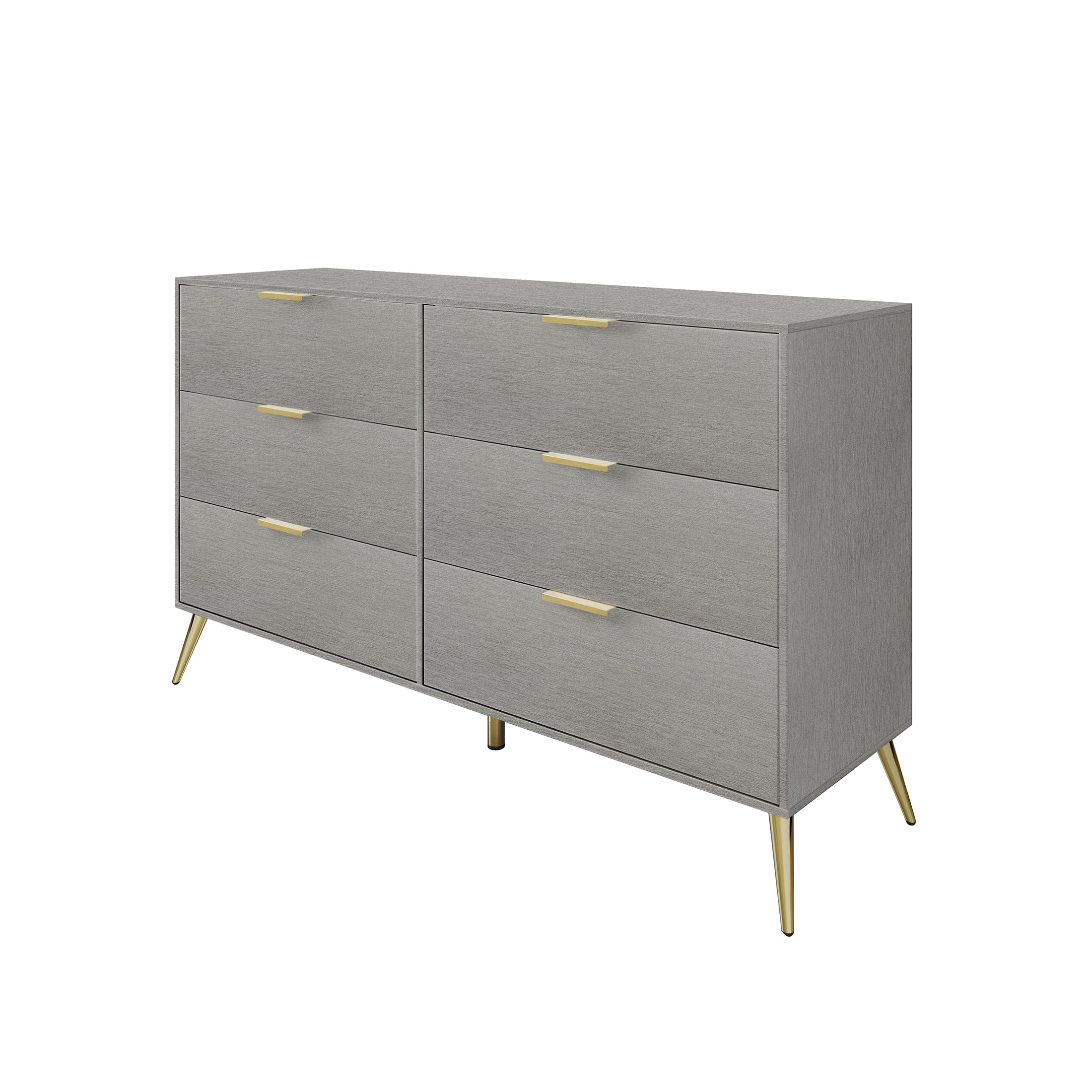 Castle Place Glam 6 Drawers Wooden Dresser, Silver