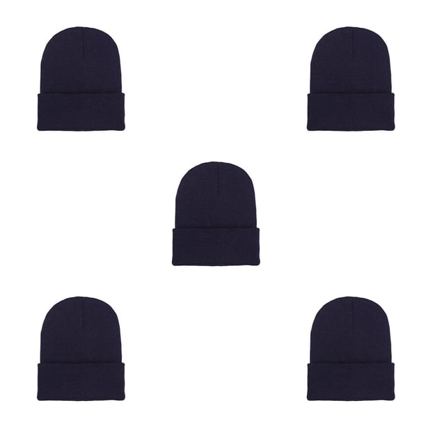 Qarigey Beanie Hat Gorros de punto Skullcap ajustable Color caramelo Sombreros multifuncionales Esquí Accesorios para el cabello Azul oscuro Type2 NO2