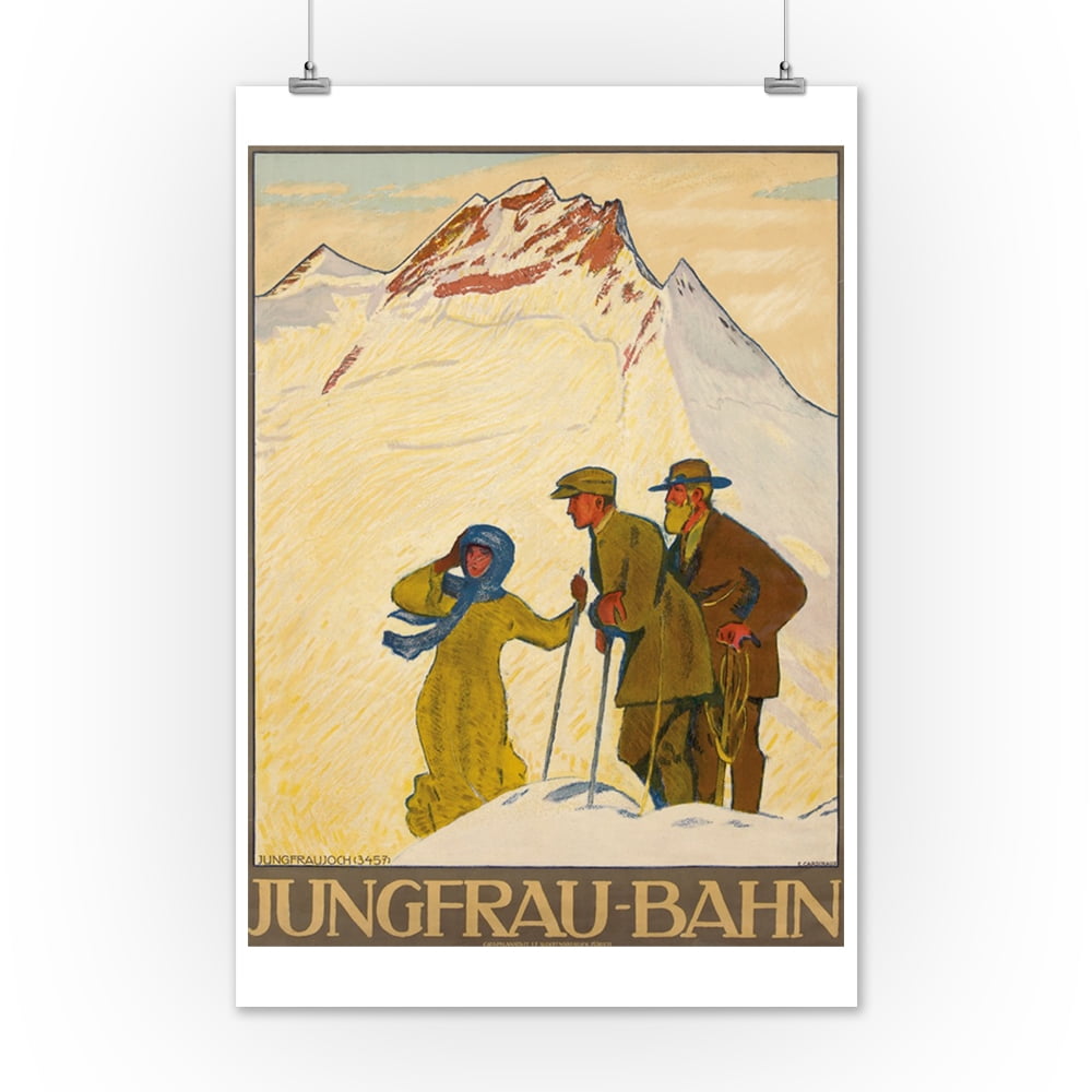 Jungfrau Bahn vintage ski travel poster repro 16x24