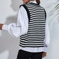 thumbnail image 4 of GEWSEY Striped Sweater Vest for Women Sleeveless Deep V Neck Knitted Tops Casual Button Up Crochet Knitwear (Black, S), 4 of 9