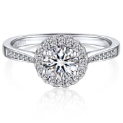 MomentWish 1 Carat Round Cut Moissanite Engagement for Women,Simulated Diamond Wedding Band 925 Sterling Silver Rings-Size4