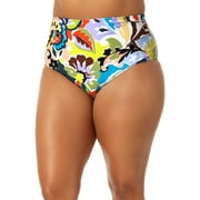 Anne Cole Plus - Women's Fold Over High Waist Shirred Bikini Swim Bottoms