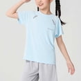 thumbnail image 3 of Girls Athletic Quick Dry Raglan Sleeve T-Shirt with Reflective Accents Moisture Wicking Activewear for Kids Blue,Size 10-11 T, 3 of 8