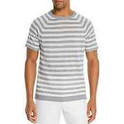 Bloomingdale's IVORY/BLUE GRAY Linen Striped Shirt, US Medium