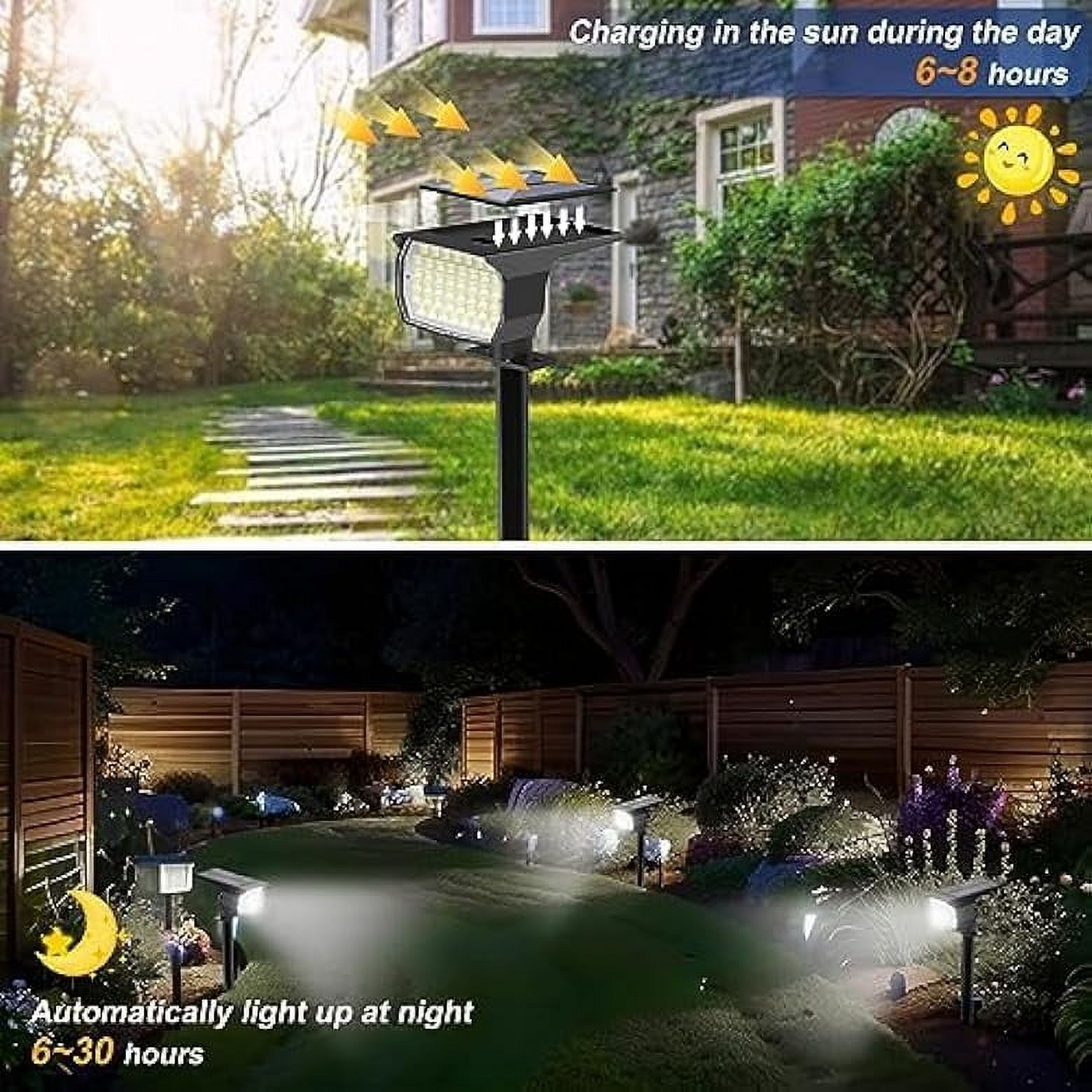 Solar Spot Lights Outdoor Waterproof IP65, 6 Pack Landscape Spotlights with 46 LEDs, 3 Modes Solar Powered Flood Lights for Outside Pathway, Yard, Garden, Walkway (Cool White)