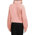 thumbnail image 4 of Seyurigaoka Womens High Stand Collar Pullovers Tops Long Sleeve Solid Color Half Zip Front Big Pocket Cropped Sweatshirts Streetwear, 4 of 5