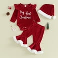thumbnail image 2 of My First Christmas Baby Girls Outfits Velvet Long Sleeve Romper +Flare Pants +Santa Hat Set Fall Winter Xmas Holiday Clothes, 2 of 7