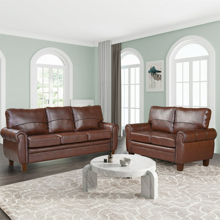 Pu Leather Sofa Set With Loveseat