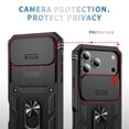 thumbnail image 6 of Compatible with iPhone 17 Pro with Sliding Cover Lens Protection & Kickstand, Built-in 360° Rotate Ring Stand Magnetic Card Slot Hybrid Cover Case for iPhone 17 Pro, Black, 6 of 10