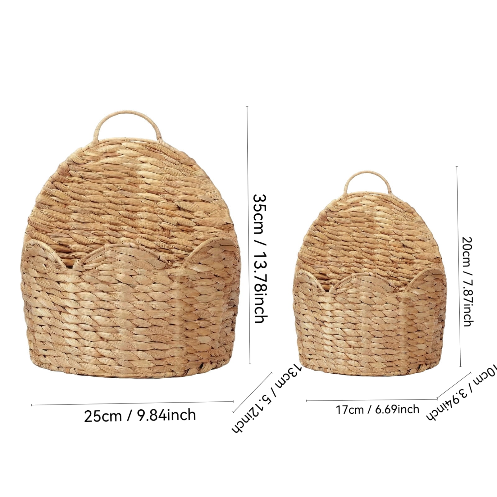 Wrglebodu Scalloped Edge Hanging Wicker Easter BasketHand-Woven Water Hyacinth Wall Basket for Front Door Wicker Storage Organizer for Flowers & Mails, Modern Farmhouse Baskets for Gifts