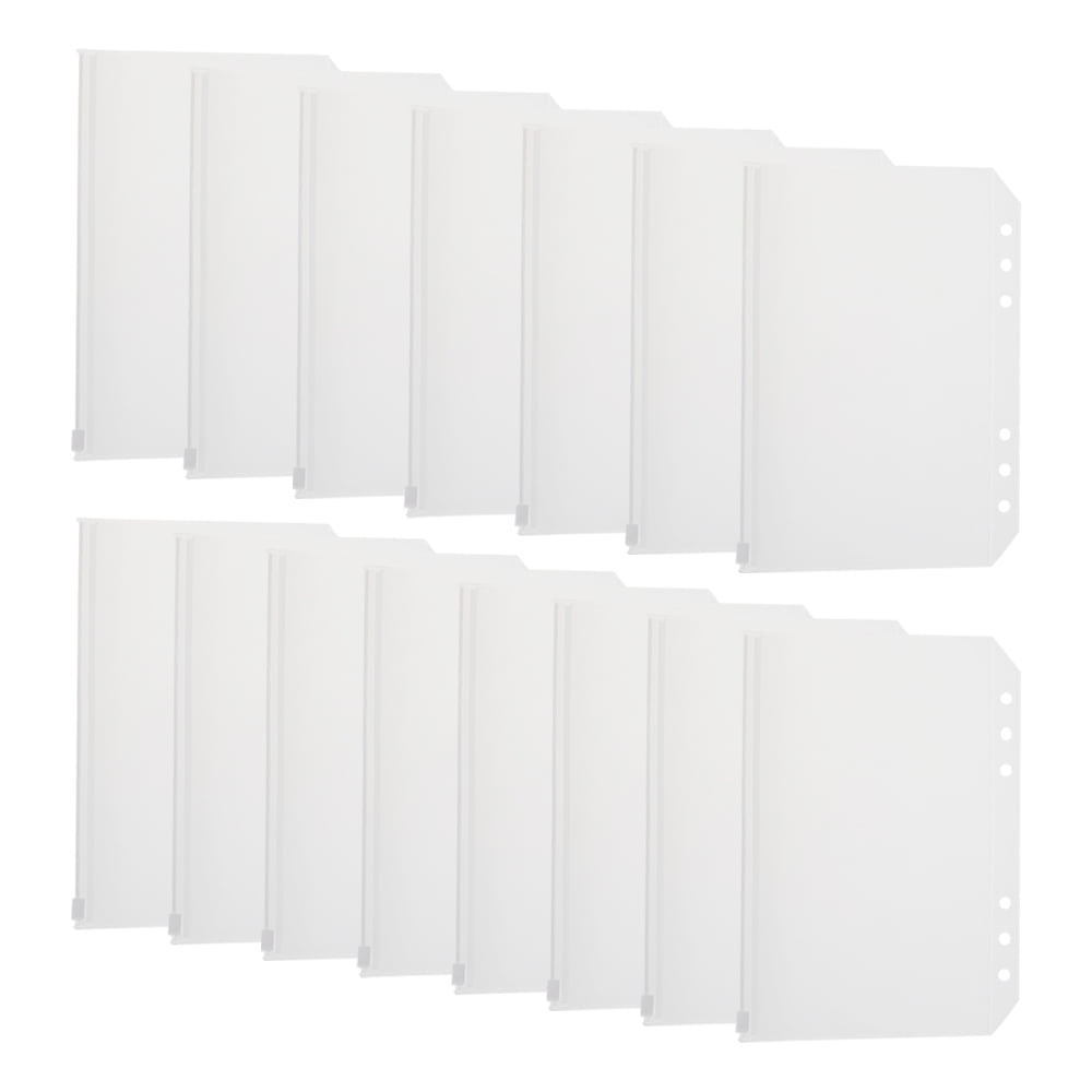 Miuline 15 Pack A5 A6 Binder Pockets,6 Holes Clear Poly Zipper Binder Envelope,Plastic Binder Pockets For School Office Supplies