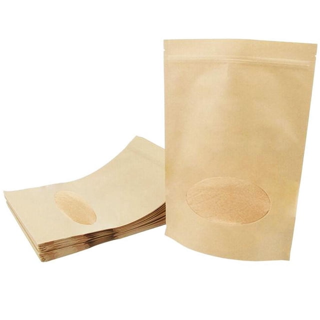 Bolsas Kraft VentDepot mayoreo Ventana Café 17x24 cm 50Pzs 500gr