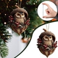 thumbnail image 6 of Forest Animal Acorn Ornaments 2D, Flat Detailed Woodland Creature Figurines in Acorn Shell, Hanging Christmas Tree Ornaments, Unique Animal Lover Gift Idea, Christmas Decor(Owl), 6 of 6