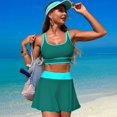 thumbnail image 3 of ZZwxWA Womens Swim Skorts with Built-in Briefs Women's Swim Skirt Color Block Two Piece Swimsuit Bottoms Side Slit Skirted Swimsuit, 3 of 6