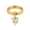 Gold-B, variant on Gold Stainless Steel Double Band Oval White Zircon Dangle Ring, Anniversary Gift