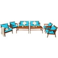 thumbnail image 4 of Costway 8PCS Patio Rattan Furniture Set Acacia Wood Frame Cushioned Sofa Chair Turquoise, 4 of 10