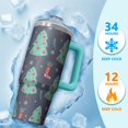 thumbnail image 4 of Christmas Snowman Stainless Steel 30oz Travel Coffee Mug, Winter Insulated Holiday Tumbler with Handle and Straw, Gift for Adults, 4 of 5