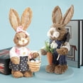 thumbnail image 6 of CoreLiving Easter Decorations Sisal Bunny Figurines with Carrot and Egg, Farmhouse Spring Straw Rabbit Couple, Table Centerpieces for Home Indoor, 6 of 6