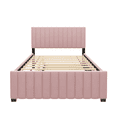 thumbnail image 3 of Lit Plateforme Rembourré en Velours, Rose, 3 of 10