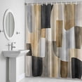 thumbnail image 5 of Abstract Color Block Shower Curtain for Bathroom Decor, Grey Brown Oil Painting Style Geometric Waterproof Fabric Shower Curtain, 60"x72" Set with 12 Hooks, 5 of 9