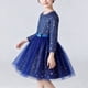 thumbnail image 4 of Vestido de cuello redondo y manga larga para niña, falda de gasa de poliéster para actuación de princesa, danza de flores, 4 of 7